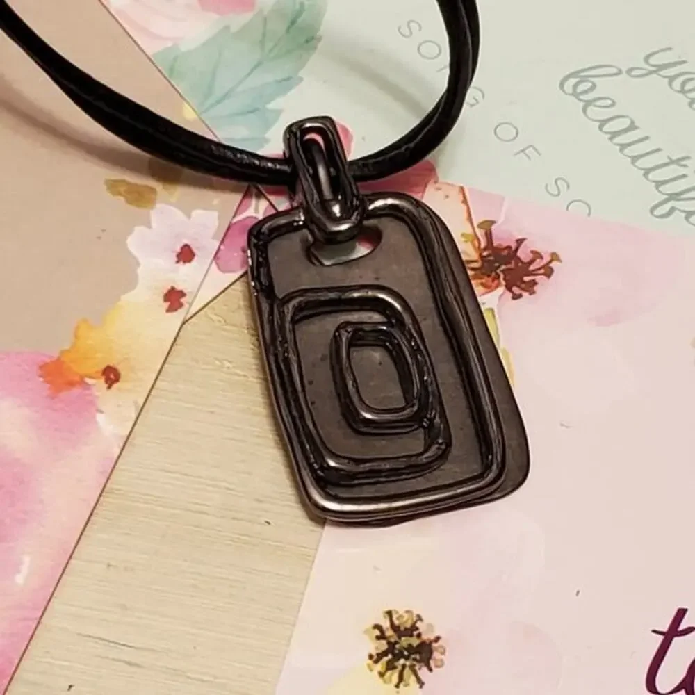 Chico's Black‎ leather Vintage pendant necklace